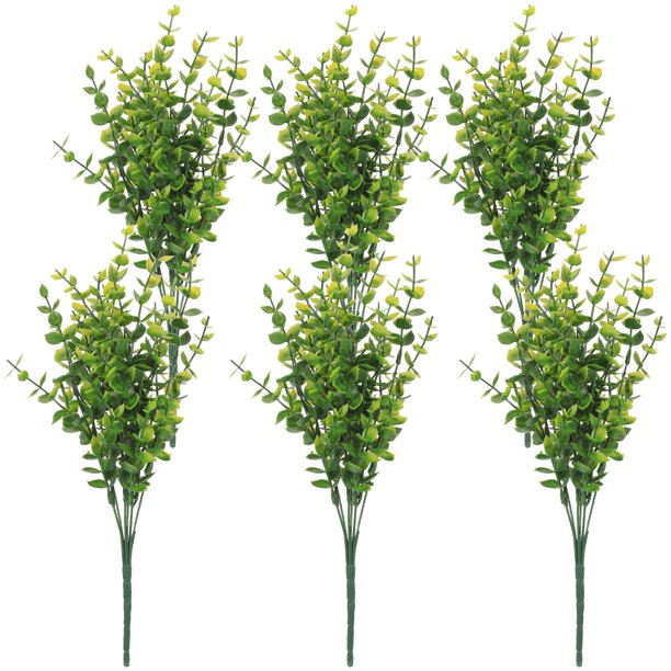 KAKOWELY 6 tallos de eucalipto artificiales, hojas de eucalipto sintéticas, ramas para arreglos florales.