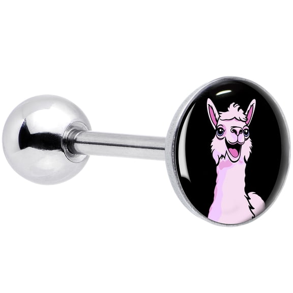 Pink Happy Llama Barbell Tongue Ring