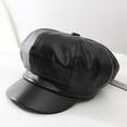 thumbnail image 2 of PMVFHDE Womens Beret Leather Solid Color Versatile Painter Hat Spring Hat For Daily Fashion Black, 2 of 3