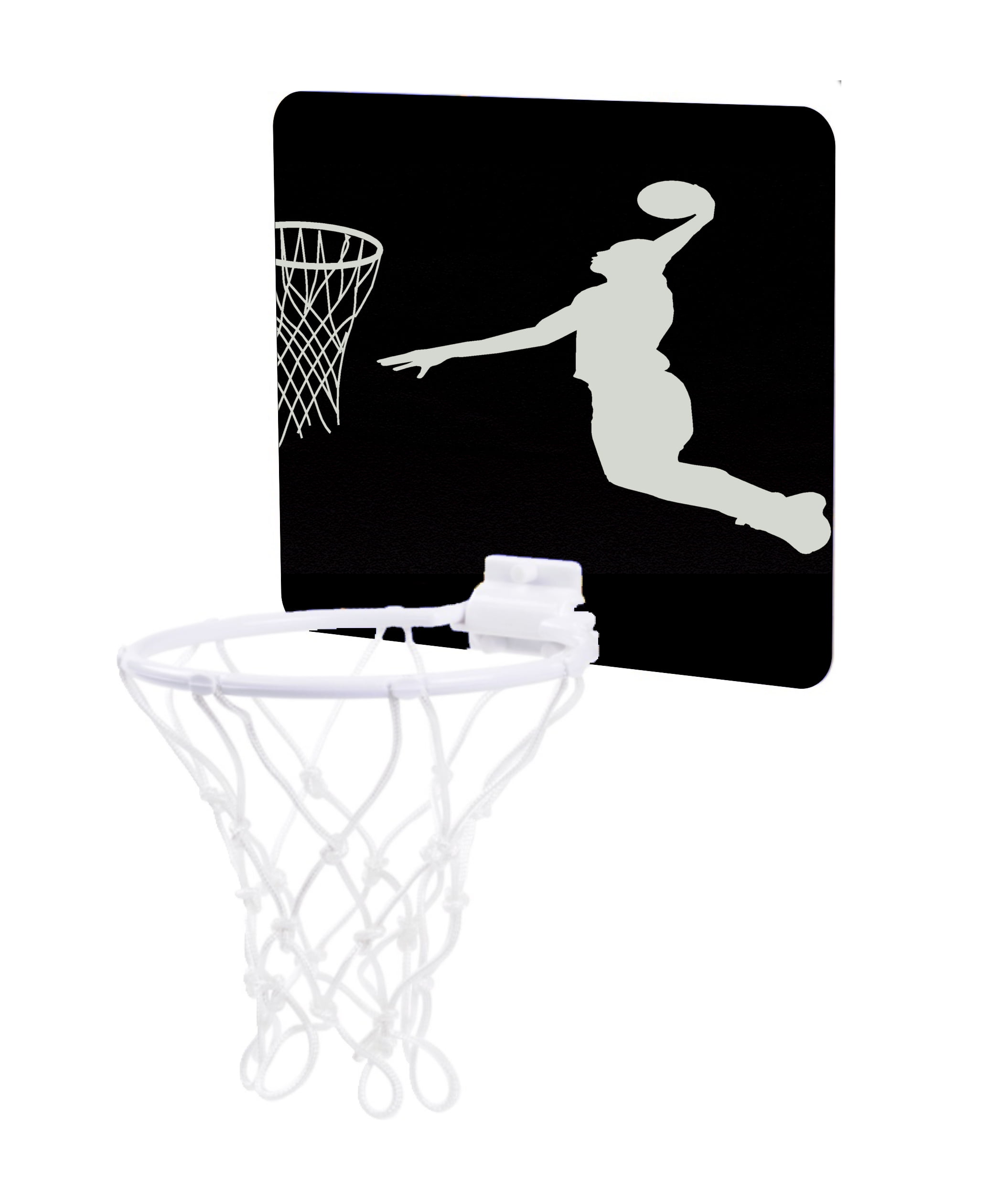 Basketball Player Silhouette - Unisex Childrens 7.5&quot; x 9&quot; Mini Basketball Backboard - Goal with 6&quot; Hoop