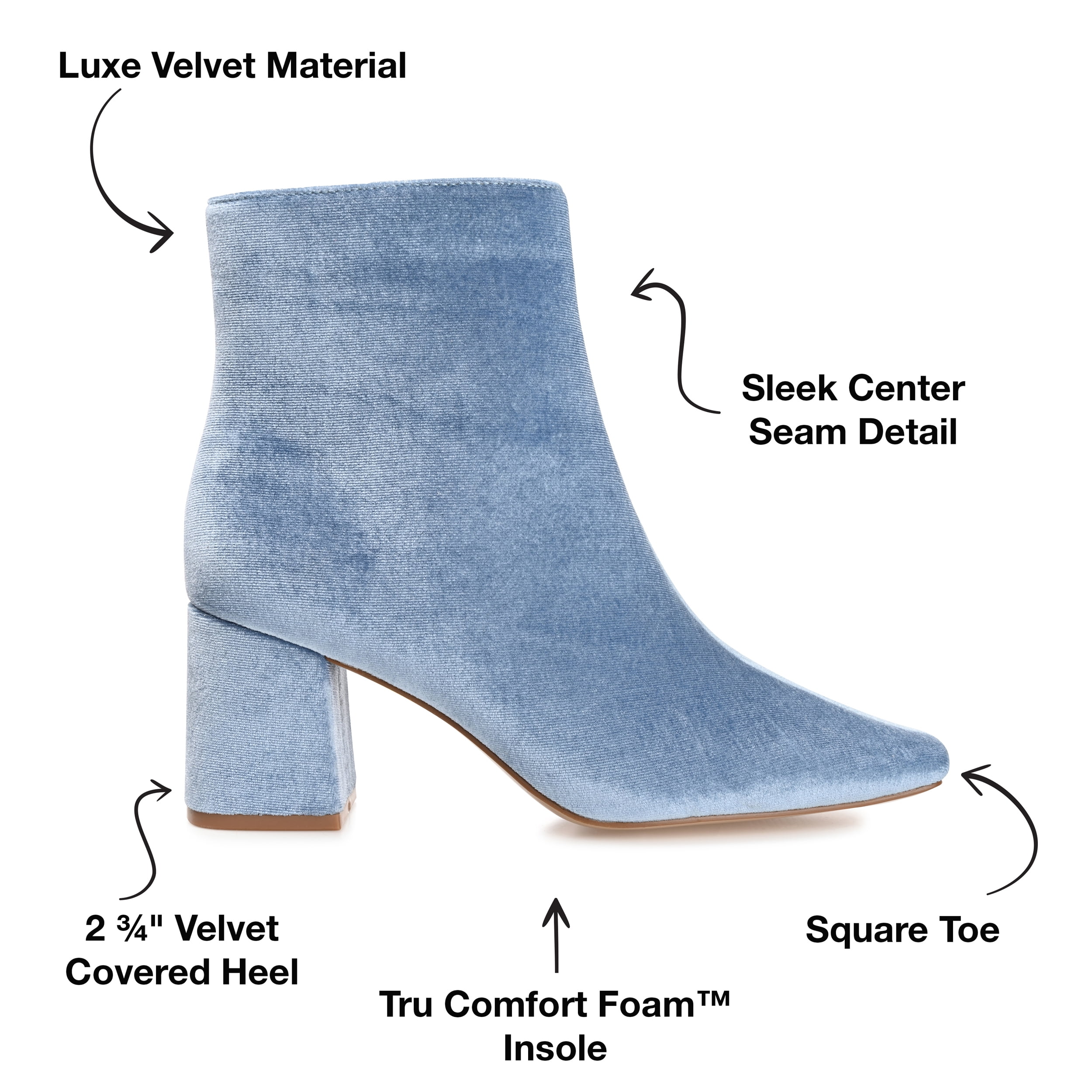 Journee Womens Hazara Square Toe Block Heel Ankle Booties, Widths Available