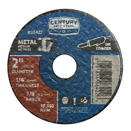 UPC: 0081838084226 | Century Drill & Tool 8422 Thick Type 1A Grinding Wheel – 2 x 0.25 in.