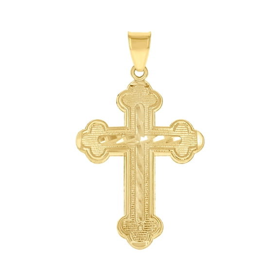 10k Gold Dc Mens Cross Height 47.4mm X Width 27.3mm Religious Charm Pendant Necklace for Men