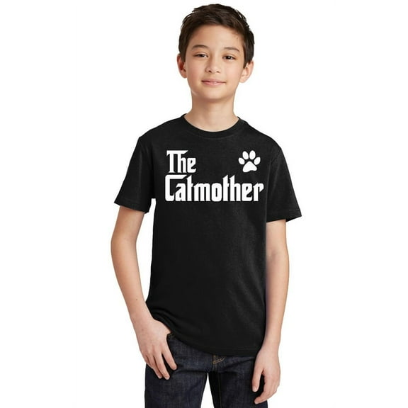 The Catmother Cat Lovers Mother's Day Youth T-shirt, Youth XS, Black