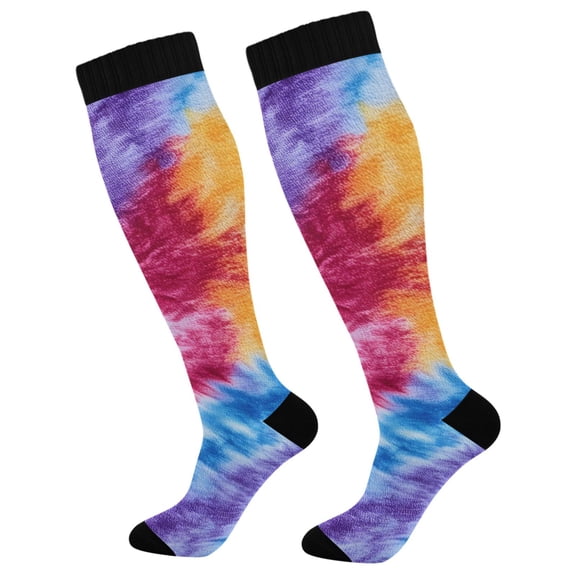 joogoo Tie Dye Purple Pattern Long Socks Women Men Knee High Sock
