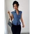 thumbnail image 4 of Blusa Sin Mangas Con Nudo Frontal Ajustada Color Azul, 4 of 12