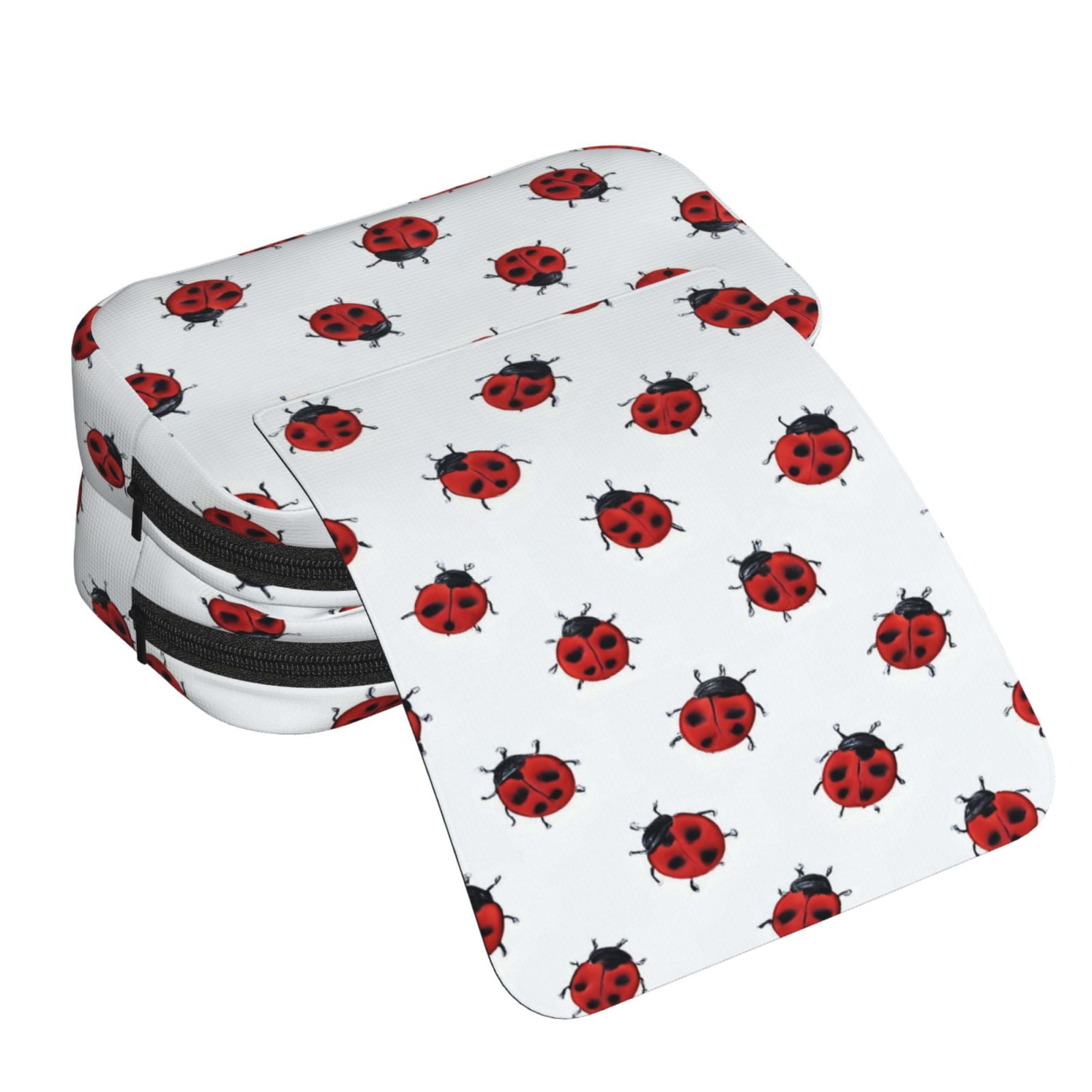 Large-Capacity Flip-Top Double-Layer Pencil Case, Multi-Functional Pocket Pen Case, Durable Stationery Organizer Ladybug On An White Background (6)