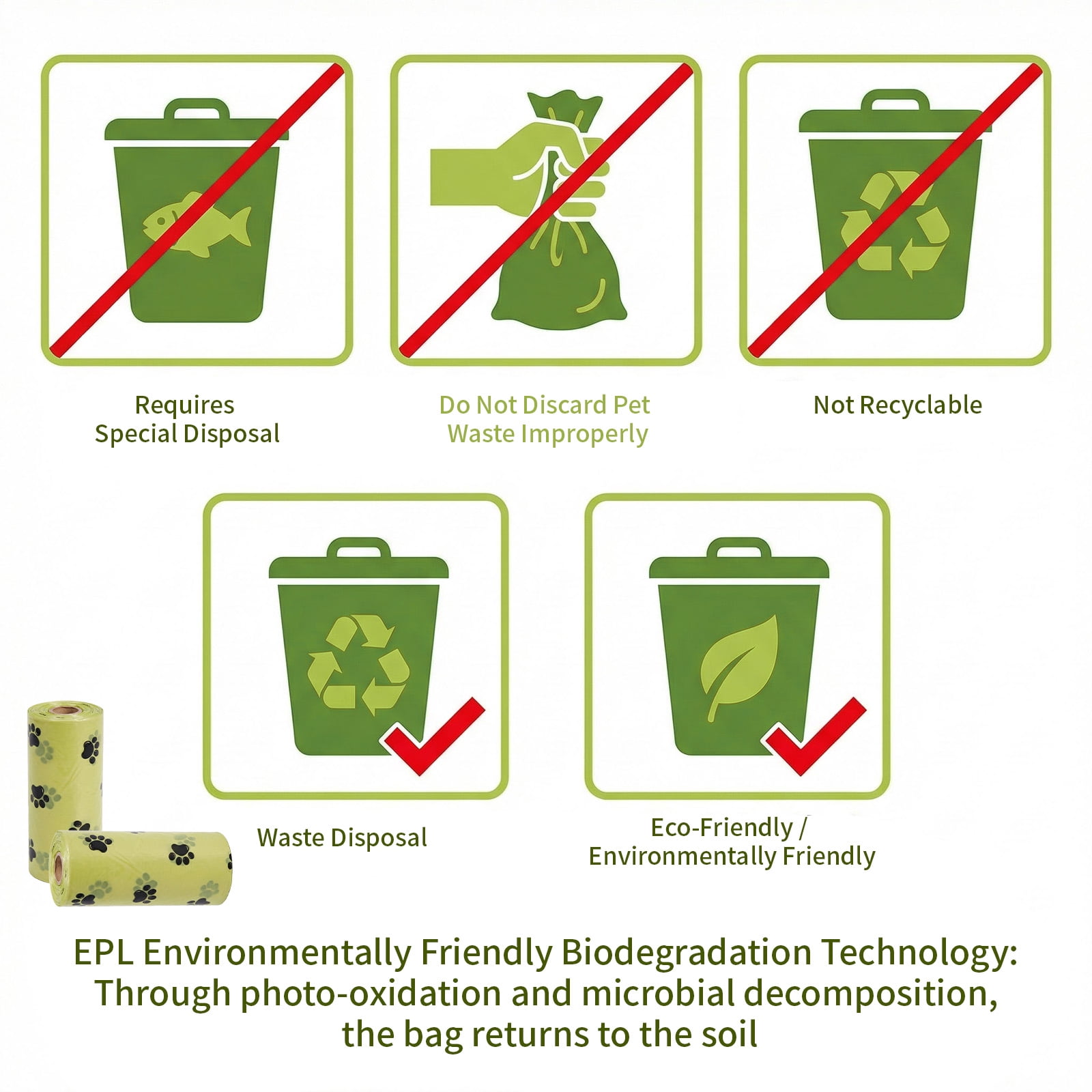 Welan Dog Poop Bags Dog Waste Bags,Eco-Friendly Poop Bags,36 Rolls 540 Counts 1C Thickness,9"X12",Green