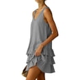 thumbnail image 6 of Admvng Womens Dress Tiered Ruffle V Neck Sleeveless Summer Comfy Double Layer Hem Dress, 6 of 7