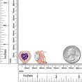 thumbnail image 2 of Gem Stone King 18K Rose Gold Plated Silver Post Clip Stud Earrings Amethyst Moissanite (7.95 Cttw), 2 of 3