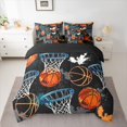 thumbnail image 2 of Manfei Basketball Lovers 7-Piece Bedding Comforter Set,Ball Sport Game King Bedding Sets,Blue Orange Black Bed Sheets For Men Women,Breathable Home Decor Reversible, 2 of 8