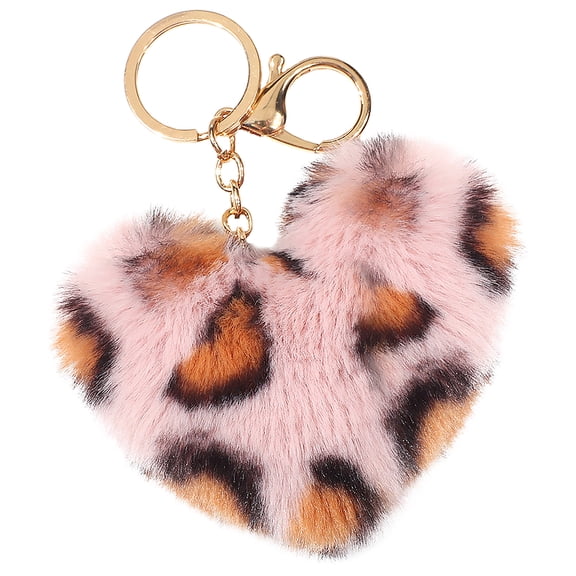 2 pcs Lovely Key Chain Plush Key Ring Bag Pendant Decorative Pendant Leopard Decor