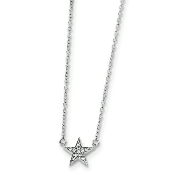 Primal Silver Sterling Silver Rhodium-plated Cubic Zirconia Star Necklace