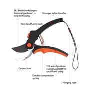 GARTOL Garden 2 Pack Pruning Shears Tree Trimmers Secateurs, with Comfortable Handles,Effortless Cuts 3/4 Inch Plants Flowers