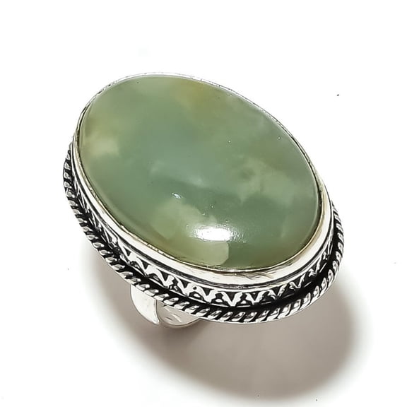 Natural Aquamarine Gemstone Handmade 925 Sterling Silver Ring Size 8