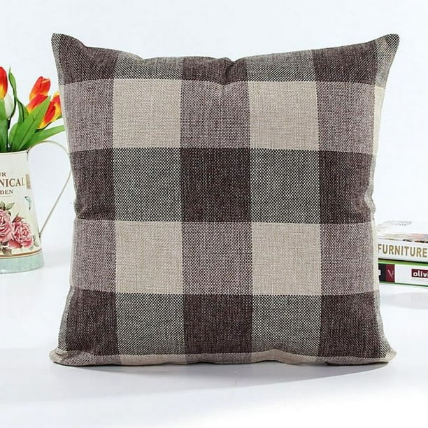 Almohadas y Fundas Enrejado XWSHYW Sofá Cama Decoración Del Hogar Funda de Almohada café