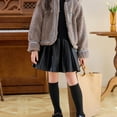 thumbnail image 7 of Cethrio Girls Pleated Skirts, Elastic Waist Casual PU Spring Fall School Uniform Skirts Black Size 3-4 T, 7 of 7