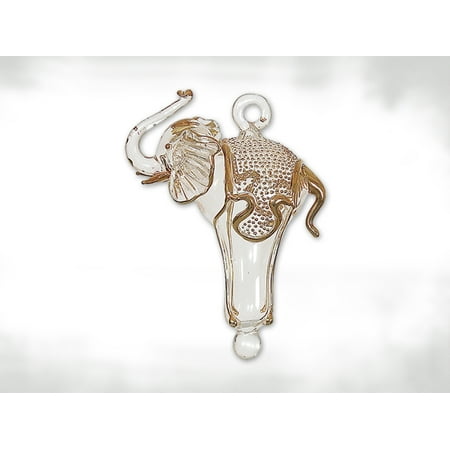 Clear and Gold Elephant Egyptian Glass Christmas Tree Ornament Decoration