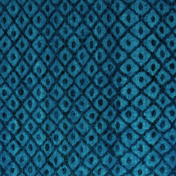 Ahgly Company Indoor Square Abstract Turquoise Blue Modern Area Rugs, 8' Square