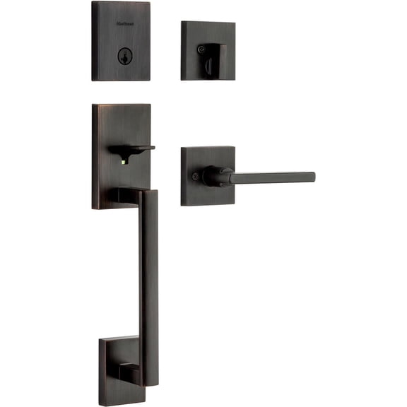 Kwikset San Clemente Handleset 818 Series Venetian Bronze SmartKey, Door Handle Set with 2 Keys