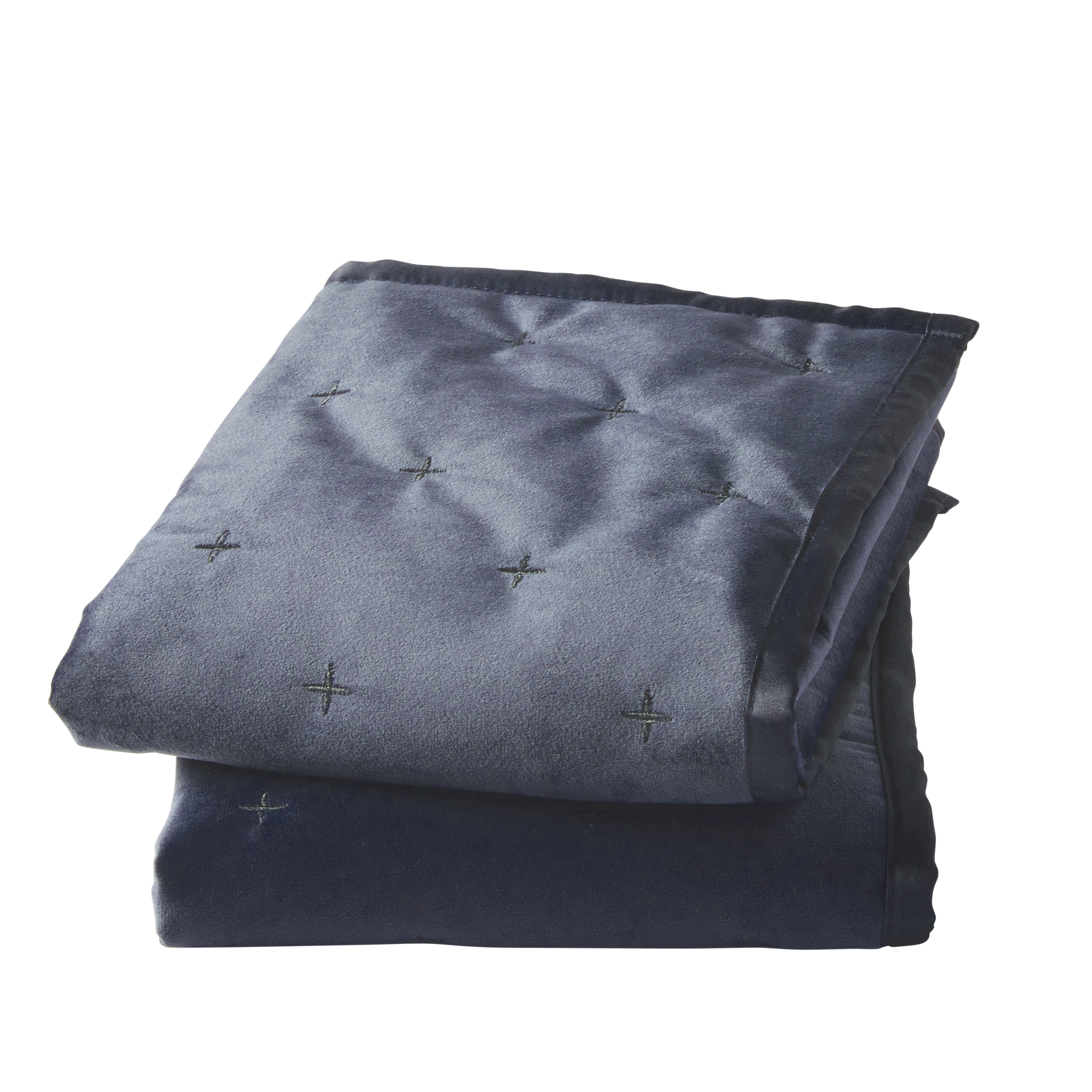 Better Homes & Gardens Embroidered Velvet Pillow Shams, Dark Grey, Standard, 2 Count