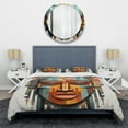 thumbnail image 3 of Designart "Tribal Mask African Kente I" African Tribal Bedding Covert Set - Global Orange People Bed Set With 2 Shams, 3 of 6