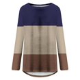thumbnail image 4 of Long Sleeve Shirts for Women Dressy Casual Crew Neck Hem Flowy Tops Color Block Geometry Printed Oversized Loose Tunic Shirts Graphic Tees for Spring Fall #B06-Orange S, 4 of 5