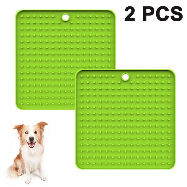 Almohadillas para lamer perros, paquete de 2 almohadillas para lamer, Pet Aburrimiento Buster Slow Feeder, Calm Pads para aliviar la ansiedad, BPA Free Food Grade Silicone Puppy Treat Pads Ormromra 220587-2