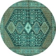 thumbnail image 1 of Ahgly Company Machine Washable Indoor Round Persian Turquoise Blue Traditional Area Rugs, 7' Round, 1 of 4