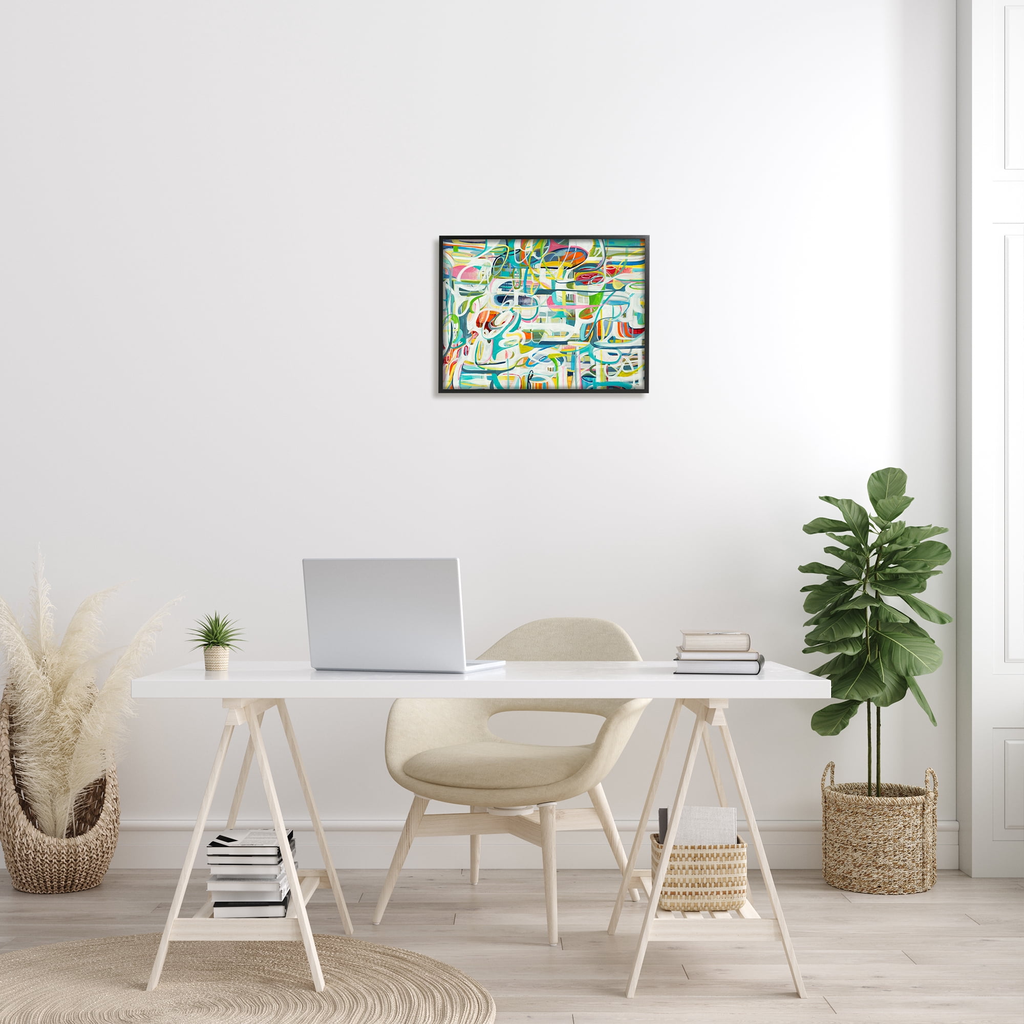 Stupell Industries Curved Line Chaos Lively Blue Green Abstract Movement, 16 x 20, Designed by Lisa Ridgers