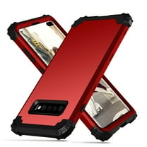 Dteck Galaxy S10 Plus Case, Dteck Heavy Dual Layer Rugged Shockproof Case Hard PC Protective Back Cover For Samsung Galaxy S10 , Red