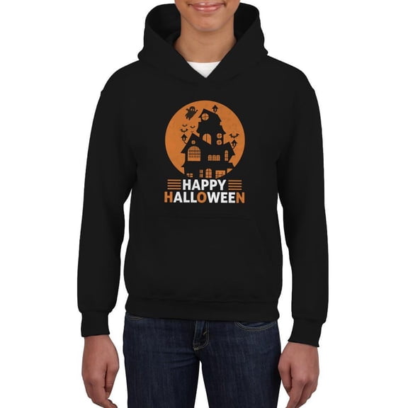 Happy Halloween. Spooky House Hoodie Juniors -Image by Shutterstock, Medium