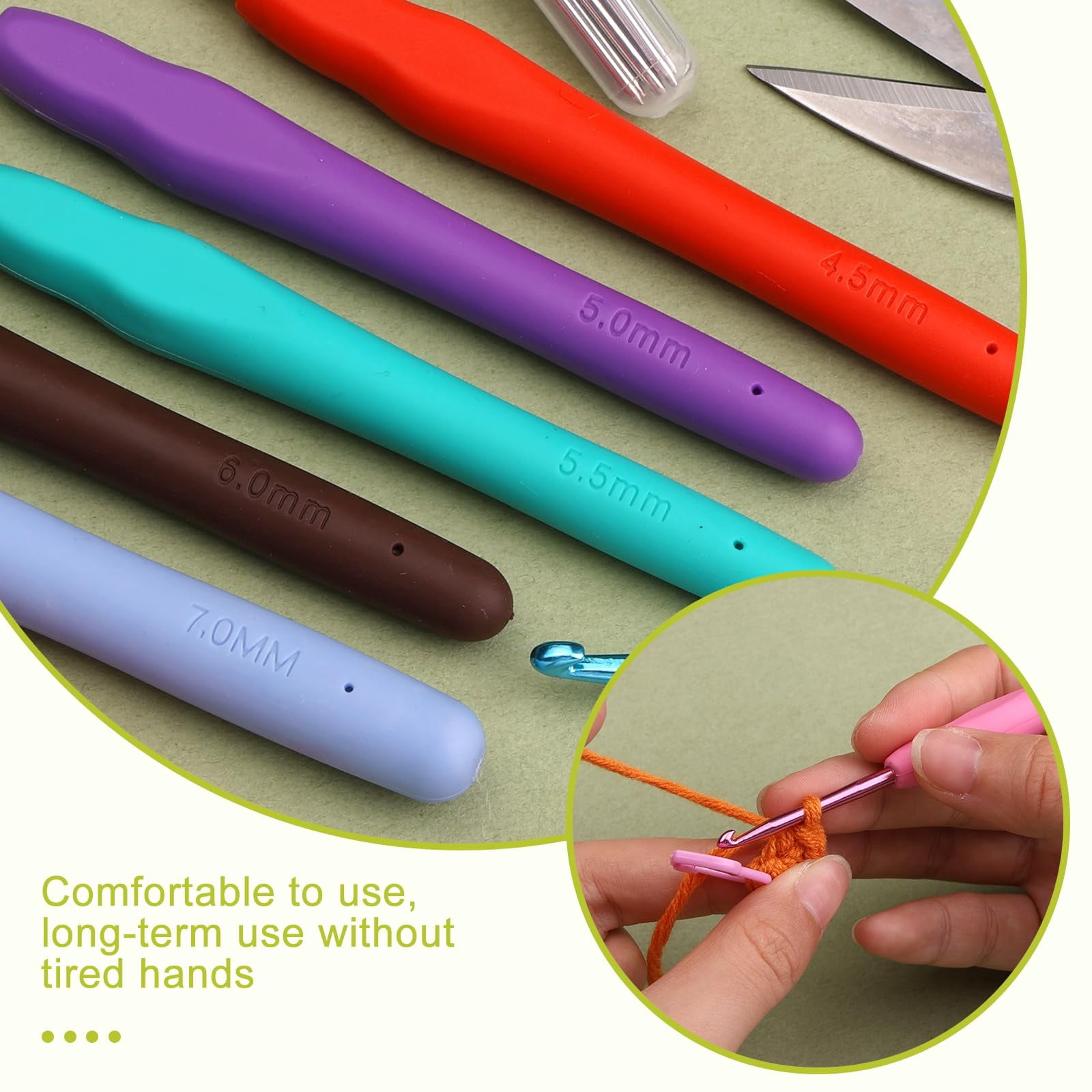 CAURHQSX Fenrry Crochet Hook Set Crochet Needle Kit Beginner Yarn Needles Green Case and Crochet Accessories for Knitting Craft
