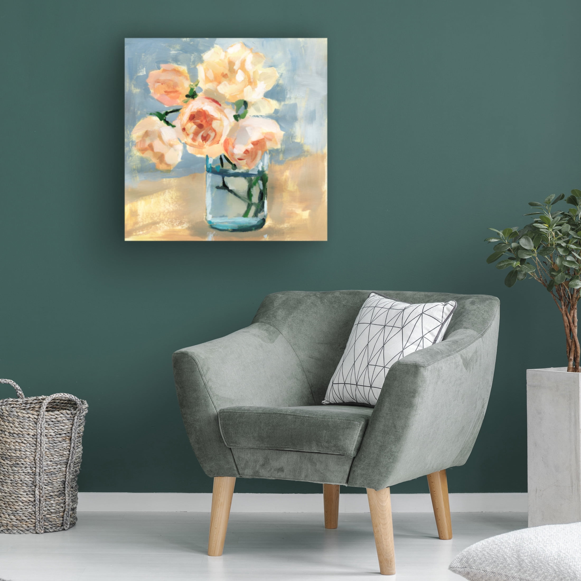 Trademark Fine Art Victoria Barnes  Peonies in Mason Jar I Canvas Wall Art