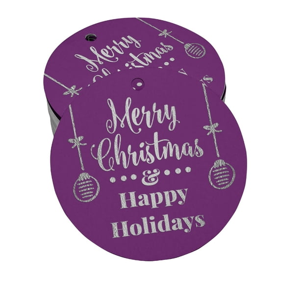 Inkdotpot Real Silver Foil Merry Christmas & Happy Holiday Tags Favor Hang Paper Tags 50 Pieces