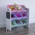 thumbnail image 5 of Humble Crew Kid's 9 Plastic Bin Toy Storage Organizer with Chalkboard Side Panel, Multi Color, 5 of 8