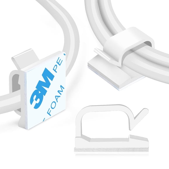 Clips de alambre para cables, adhesivo XHF, blanco, 120 unidades, para exteriores