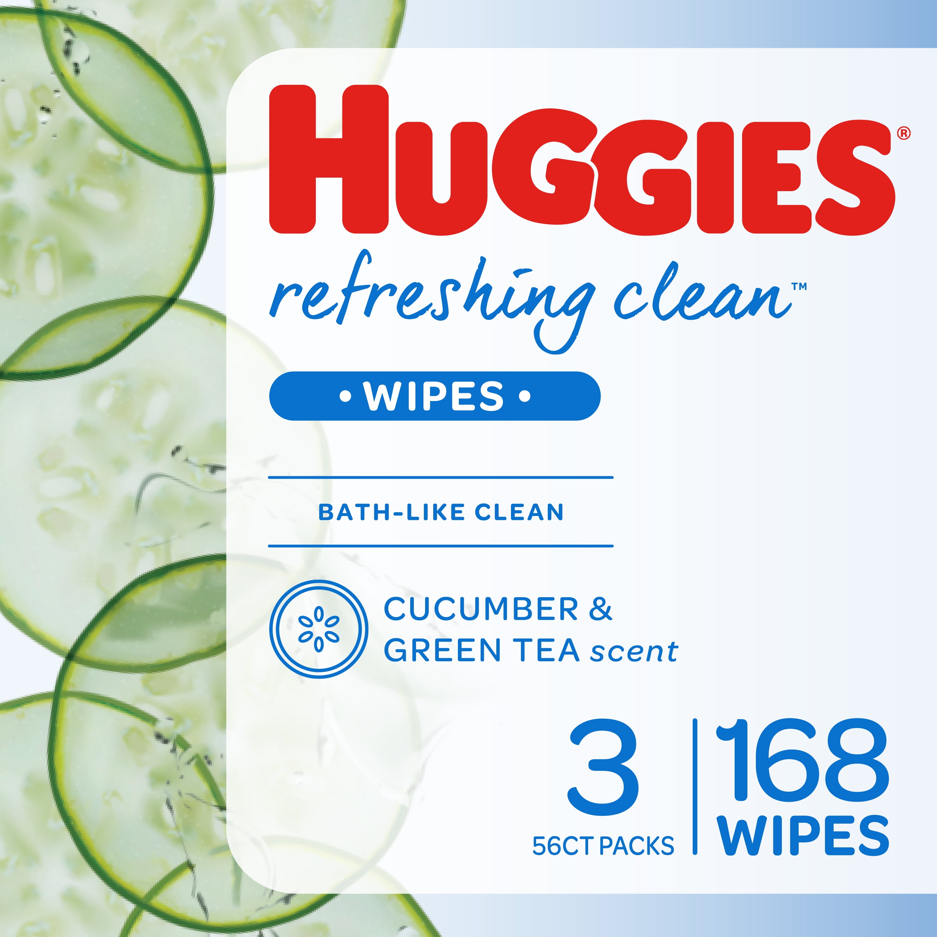Huggies Refreshing Clean Baby Wipes, Cucumber Scent, 168 Count