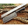 thumbnail image 4 of Damascus steel chopper chef cleaver Knife 10 Inches long custom made full tang 6" blade Buffalo Horn scale with inserting hole, 4 of 5