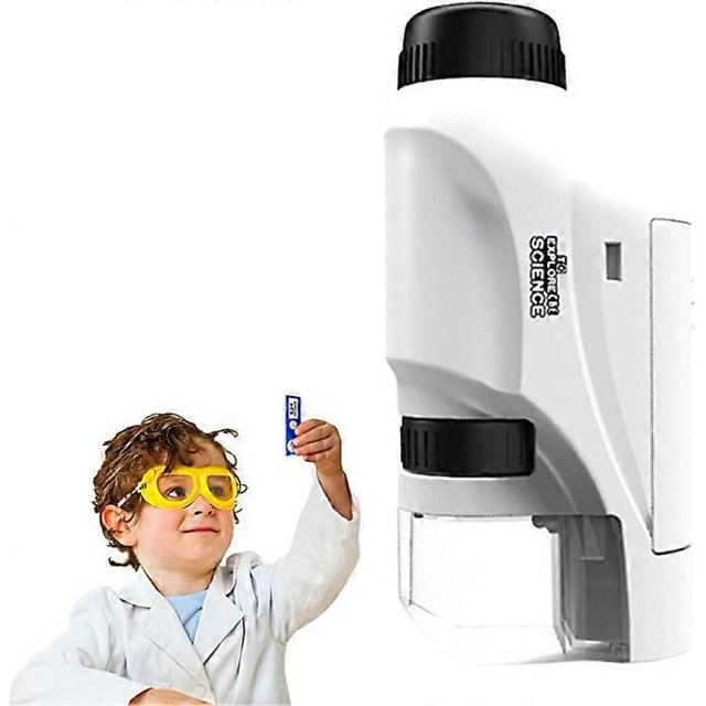 Handheld Microscope 60-120 Times Pocket Microscope Suitable for Children LED Light Portable Mini Microscope Children Gift