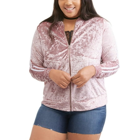 Junior Plus Crushed Velvet Bomber Jacket