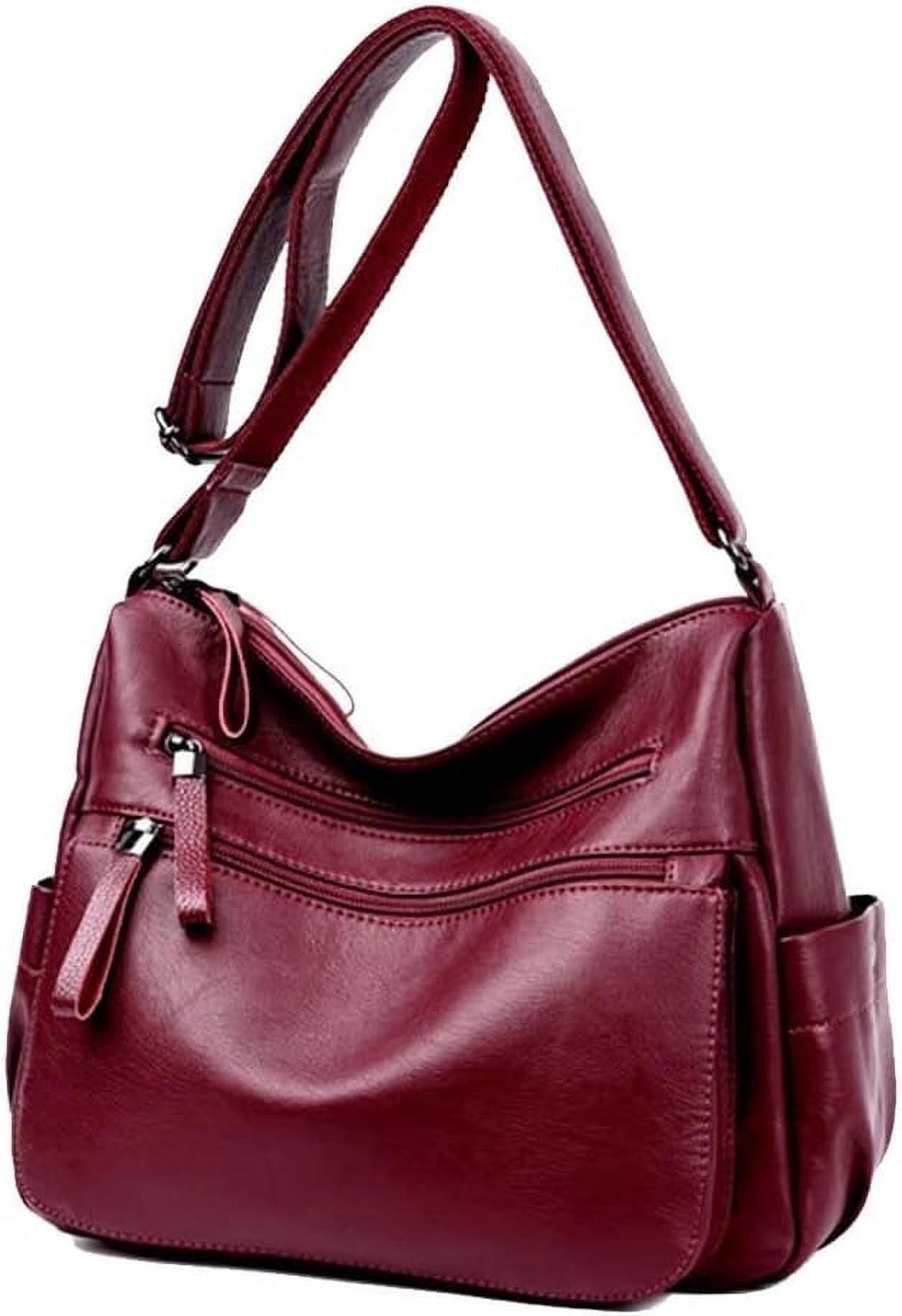 Municipal Shoulder Bag for Women Large Capacity Crossbody Bag PU Leather Satchel Retro Handbag Purse