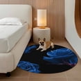 thumbnail image 3 of Round Area Rugs Collection 3 Ft, Blue Rose Non-Slip Residential Carpet, Vintage Abstract Garden Flower Floral Black Indoor Crawling Mats Doormat Runner Rugs Play Mat for Bedroom, 3 of 8