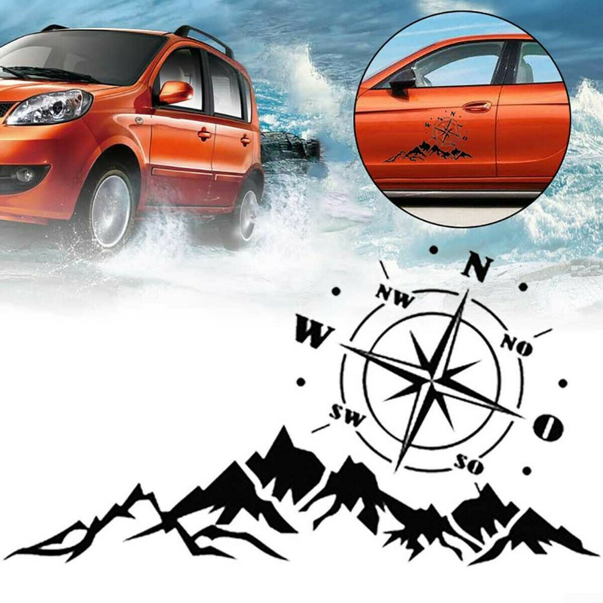 Compass Mountain Vinyl Decal Sticker 