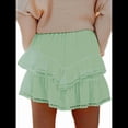 thumbnail image 2 of Boho Ruffle Tiered Skorts High Waist Mini Skirts Light Green L, 2 of 5