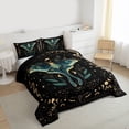 thumbnail image 3 of jejeloiu Teal Moth Butterfly Bedding Comforter Set,Boho Bohemian Style Twin Comforter Sets,Gold Snake Moon Bedding Set For Adults,Ultra Soft Home Decor Reversible,2pcs, 3 of 8