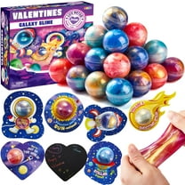 Joyfy 30 Packs Valentines Galaxy Slime With Cards for Kids, Stress Relief Fidget Toy for Kids Valentines Class Exchange Cards, Valentines Party Favors