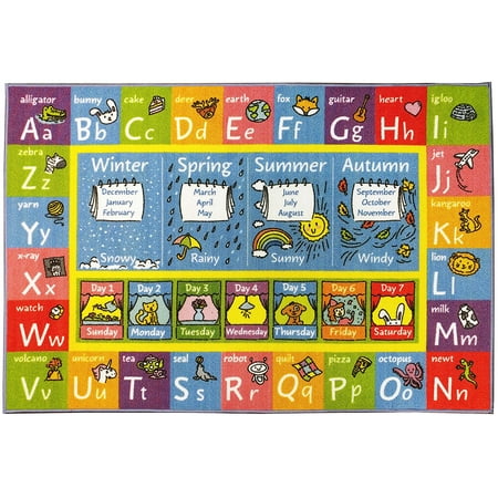 Kids Rugs KC CUBS Playtime Collection ABC, Seasons, Months and Days of the Week Educational Learning Area Rug Carpet For Kids and Children Bedrooms and Playroom (3' 3