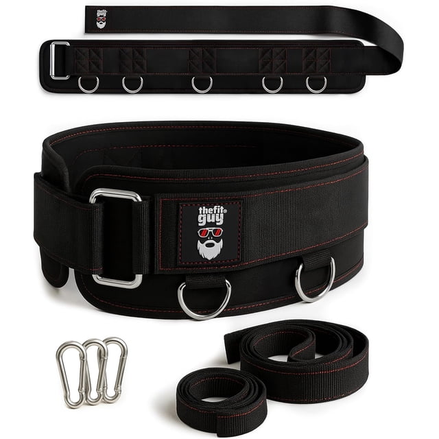 Multi-Attachment Belt for Cable Machine and Smart Home Gym Squats and Hip Thrusts, 5 Attachment Points for Optimal Weight Distribution, 2 Straps (40” & 27”) and 3 Metal Snap Hooks Included