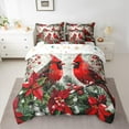 thumbnail image 2 of Manfei Christmas Robin Bedding Comforter Set 7 Pieces, Winter Plant Fruit Full Bedding Set, Rustic Farmhosue Cabin Reversible Fitted Sheet Flat Sheet, Ultra Soft Home Decor, 2 of 7